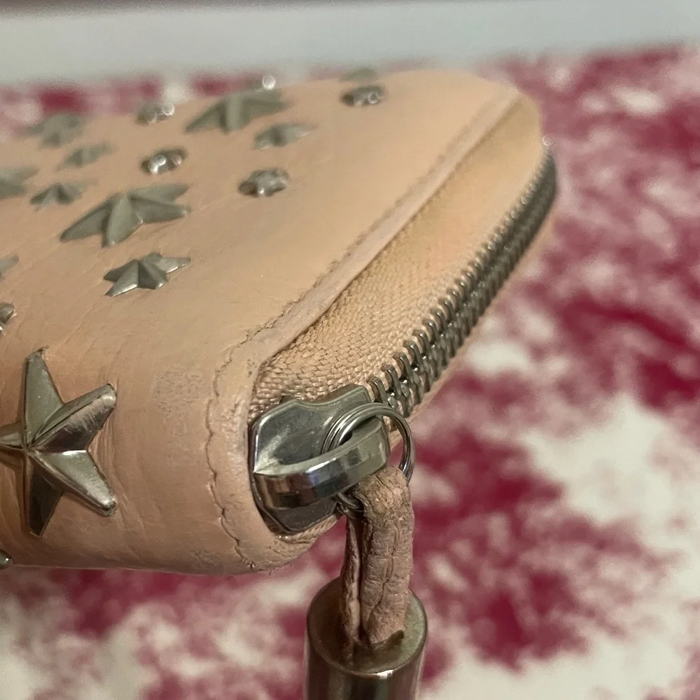 Jimmy Choo Studded Peach Leather Wallet